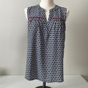 Paper Moon for Stitch Fix blue paisley, sleeveless blouse, size M